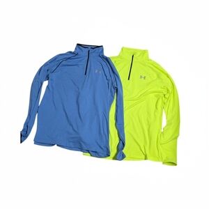 Under Armour BUNDLE  1/4 Zip Performance Tops - Blue & Neon Yellow